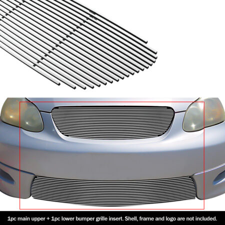 APS GR20HGI74A – Main Upper & Lower Bumper Polished Aluminum Horizontal Billet Grille