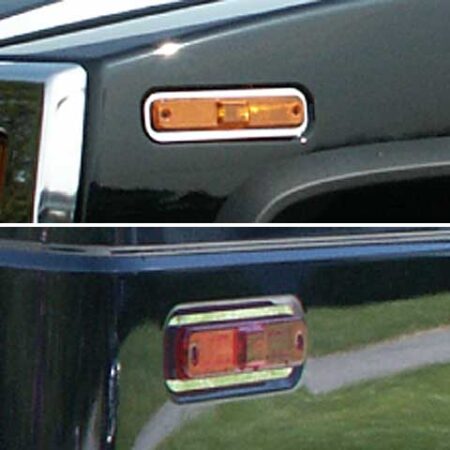 QAA HV43024 – Stainless Steel Marker Light Accent 4-Piece – Fits 2003-2007 Hummer H2