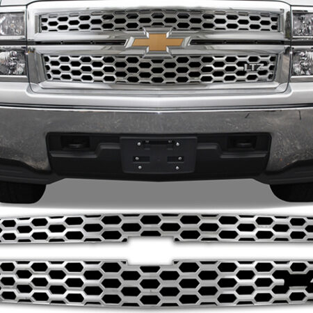 QAA SGC54182 – Chrome ABS Grille Overlay 2-Piece – Fits 2014-2015 Chevy Silverado